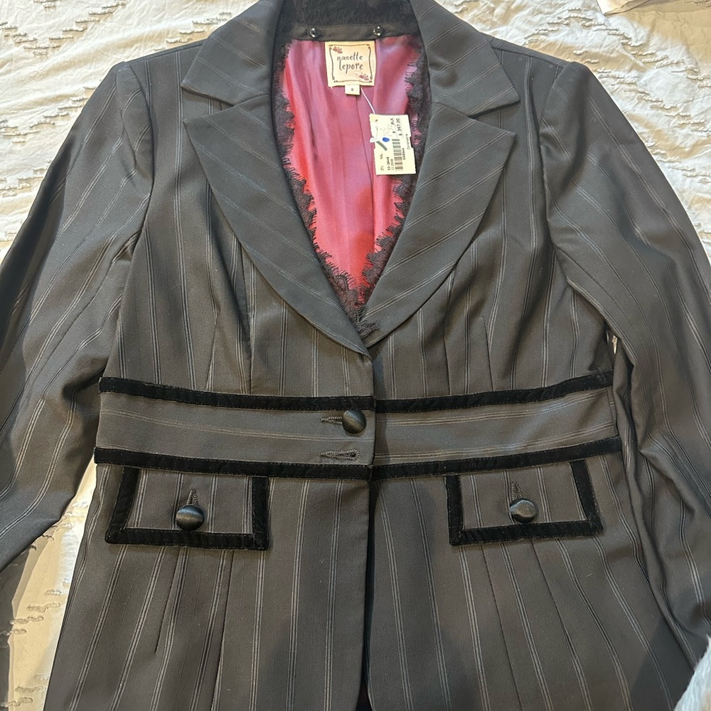Women's Gray Blazer with Black Trim